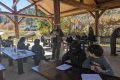 Lunch and lessons in Capulin shelter