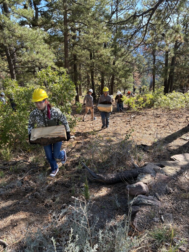 20261007 1002 Students hauling wood uphill by hand